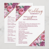 Rosa lila Blumen Roségold Hochzeitsprogramm Programm (Vorne/Hinten)