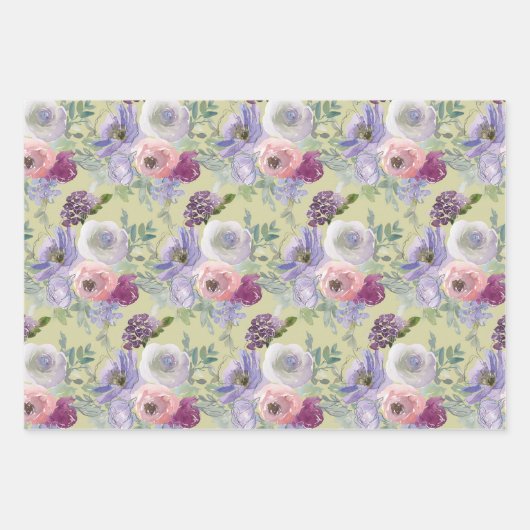 Rosa Lila Blumengarten Geschenkpapier Set (Vorderseite 2)