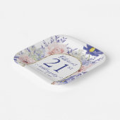 Rosa Lila Blumengottgestein Rahmen 21. Geburtstag Pappteller (Gewinkelt)