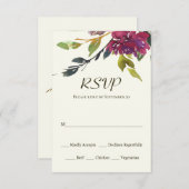 Rosa Lila Blumengrün Wasserfarben Hochzeit RSV RSVP Karte (Vorne/Hinten)