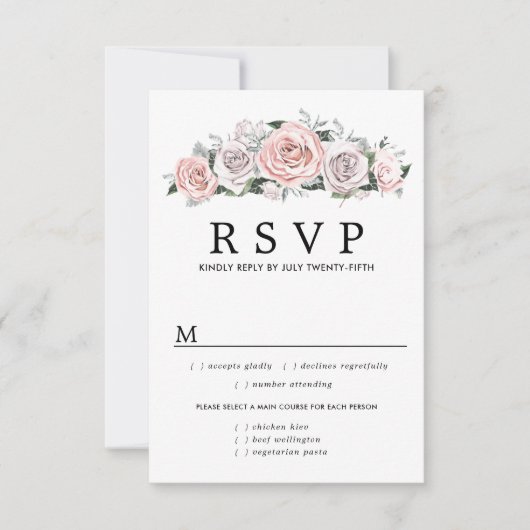 Rosa Lila Blumenkarte, RSVP-Karte, Optionen zum Es RSVP Karte (Vorderseite)