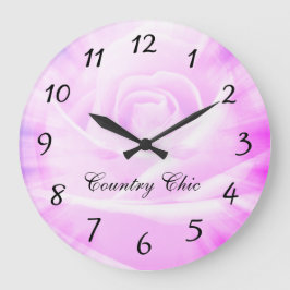 Rosa lila Blumenland Chicentwurf Große Wanduhr