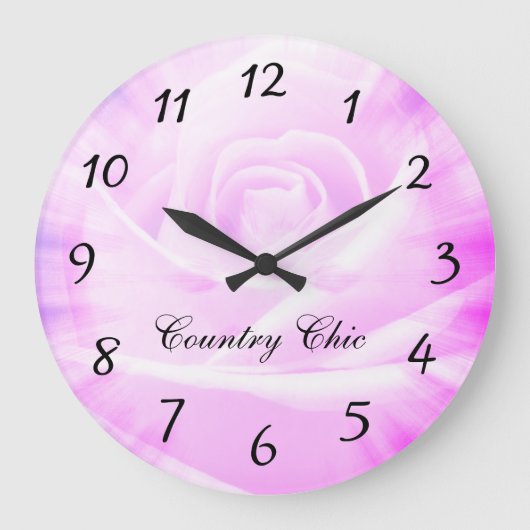Rosa lila Blumenland Chicentwurf Große Wanduhr (Vorderseite)