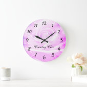 Rosa lila Blumenland Chicentwurf Große Wanduhr (Zuhause)