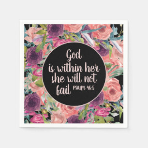 Rosa lila Blumenmuster schwarze christliche Bibel Serviette