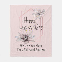 Rosa Lila Blumenmüttertag Personalisiert Fleecedecke