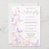 Rosa Lila Blumenschmetterlinge Geburtstag Einladung (Vorderseite)