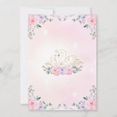 Rosa Lila Blumenschwan Princess Babydusche Einladung (Rückseite)