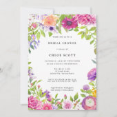 Rosa Lila Blumensommer Brautparty Einladung (Vorderseite)