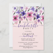 Rosa Lila Blumenwasser Junggeselinnen-Abschied Einladung (Vorderseite)