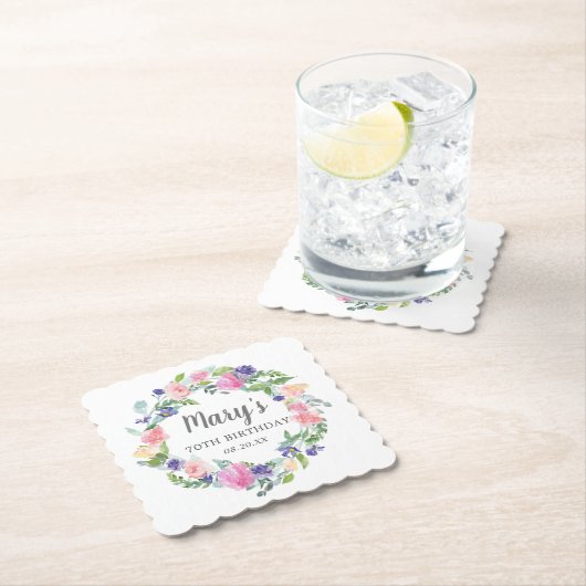 Rosa Lila Blüte 70. Geburtstag Untersetzer (Vor Ort)