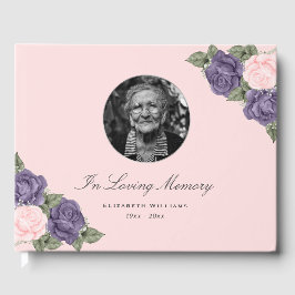 Rosa Lila Blüte in Love Memory Beerdigung Foto Gästebuch