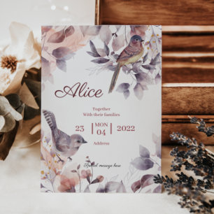 Rosa Lila Blüte mit Birnendusche Einladung