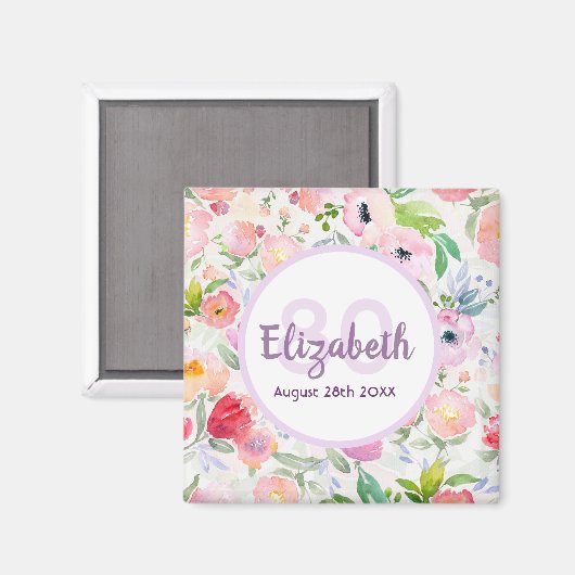 Rosa lila Blüten Magnet (Vorderseite/Rückseite)