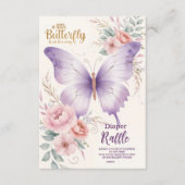 Rosa Lila Blütenschmetterling Girl Diapper Raffle Begleitkarte (Vorderseite)