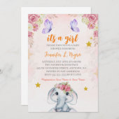 Rosa Lila Blütenschmetterlinge und Ellophon Einladung (Vorne/Hinten)