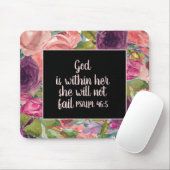 Rosa Lila Blütenschwarze Christliche Bibel Verse Mousepad (Mit Mouse)