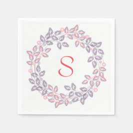 Rosa, lila, botanischer Kranz, personalisiert Serviette