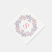 Rosa, lila, botanischer Kranz, personalisiert Serviette (Ecke)