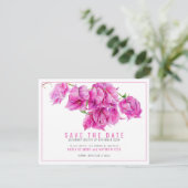 Rosa lila Bougainvillea Hochzeit Save The Date (Stehend Vorderseite)
