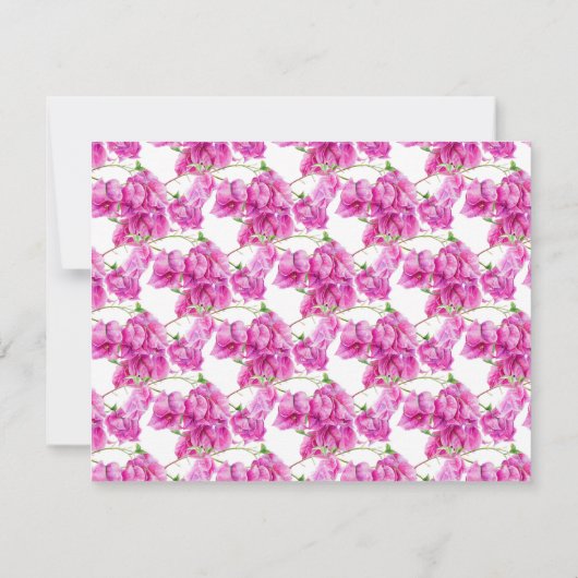 Rosa lila Bougainvillea Hochzeit Save The Date (Rückseite)