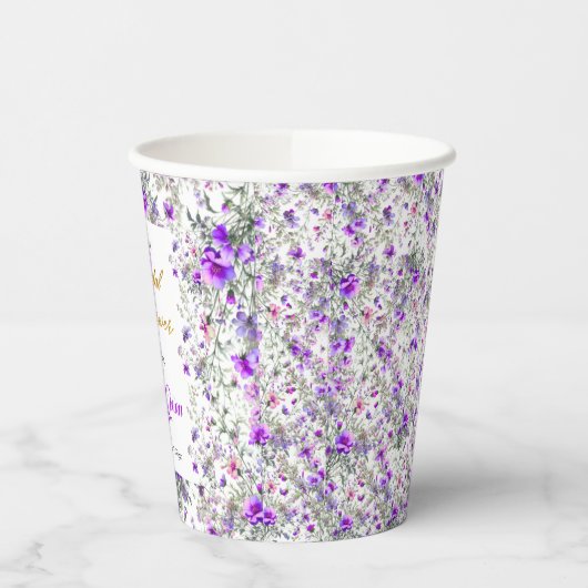 rosa-lila Brautparty der modernen Wildblume Pappbecher (Links)