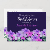 Rosa-lila-Brautparty Einladungspostkarte (Vorne/Hinten)
