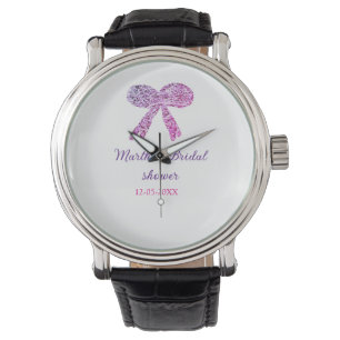 Rosa lila Bugfunkel Glitzer Brautparty Armbanduhr