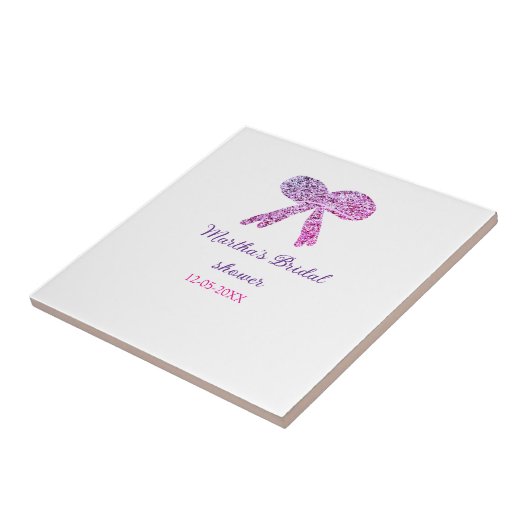 Rosa lila Bugfunkel Glitzer Brautparty Fliese (Seite)