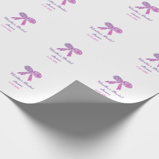 Rosa lila Bugfunkel Glitzer Brautparty Geschenkpapier (Ecke)