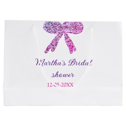 Rosa lila Bugfunkel Glitzer Brautparty Große Geschenktüte (Rückseite)