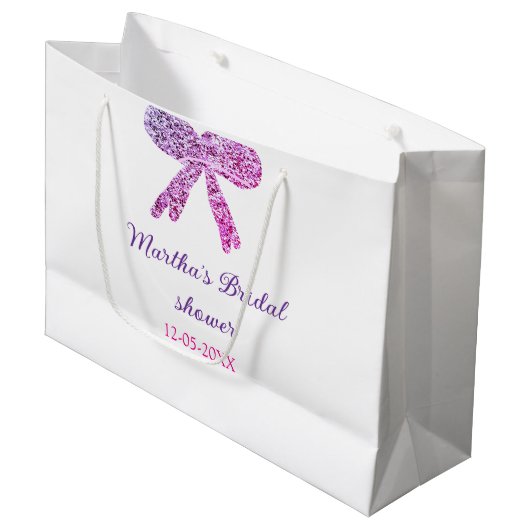 Rosa lila Bugfunkel Glitzer Brautparty Große Geschenktüte (Vorderseite Schrägansicht)