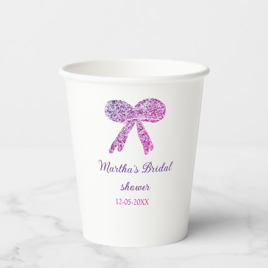 Rosa lila Bugfunkel Glitzer Brautparty Pappbecher (Rückseite)