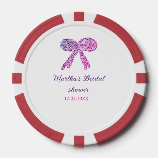 Rosa lila Bugfunkel Glitzer Brautparty Pokerchips (Vorderseite)