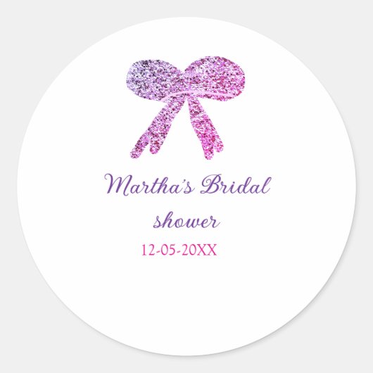 Rosa lila Bugfunkel Glitzer Brautparty Runder Aufkleber (Vorderseite)