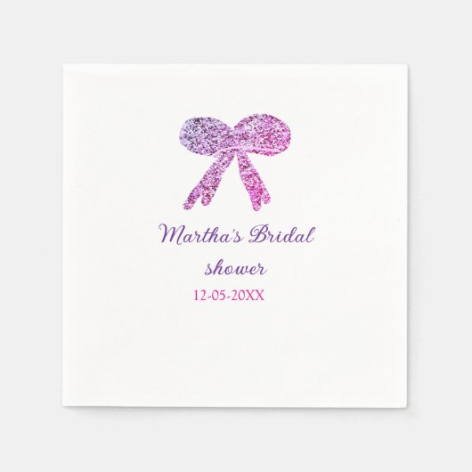 Rosa lila Bugfunkel Glitzer Brautparty Serviette (Vorderseite)