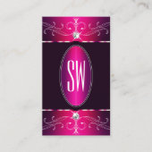 Rosa Lila Burgund Verziert Ornamente Monogramm Gla Visitenkarte (Vorderseite)