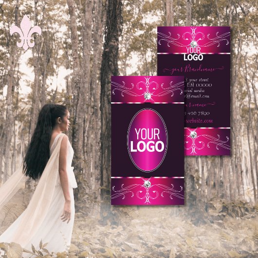 Rosa Lila Burgund Verzierte Ornamente Logo-Galerie Visitenkarte