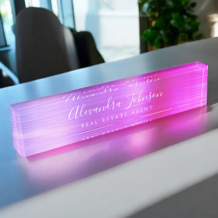 Rosa Lila Business Elegante Beruflich Namensplakette