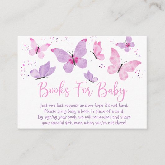 Rosa Lila Butterfly Babydusche Anfrage Begleitkarte (Vorderseite)