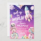 Rosa Lila Candy Galaxy Girl's any Age Birthday Einladung (Vorderseite)