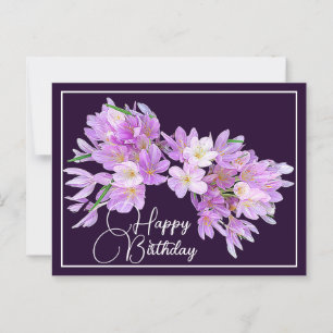 Rosa/Lila Crocus Lila Hintergrund Happy Birthday Postkarte