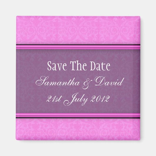 Rosa Lila Damask Monogram Save the Date Magnet (Vorne)