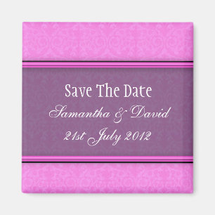 Rosa Lila Damask Monogramm Magnet