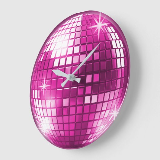Rosa Lila Diskothek Ball Sparkasse Mirror Große Wanduhr (Winkel)