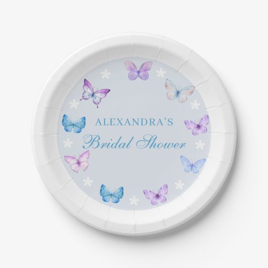 Rosa Lila Dusty Blue Butterfly Brautparty Pappteller (Vorderseite)