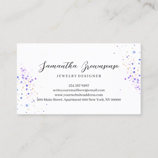 Rosa Lila Edelsteine Einhorndiamanten Schmuck Visitenkarte (Rückseite)