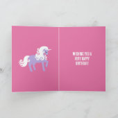 Rosa Lila Einhorn Geburtstag Karte (Innenseite)