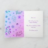 Rosa Lila Einhorn Glitzer Happy Birthday Karte (Innenseite)