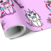 Rosa Lila Einhörner Märchen Geschenkpapier (Rolleneckpunkt)